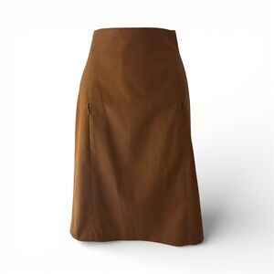 Akris Mocha Brown High Waist Skirt with Zipper Details, Size 8